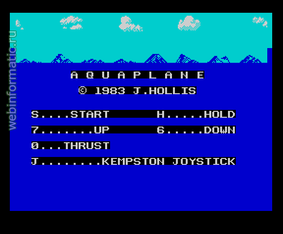Aquaplane | ZX Spectrum | arcade game | Quicksilva Ltd, 1983 play online  