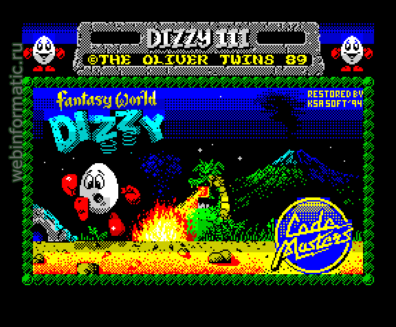 Fantasy World Dizzy | ZX Spectrum | quest game | Code Masters Ltd, 1989 play online  