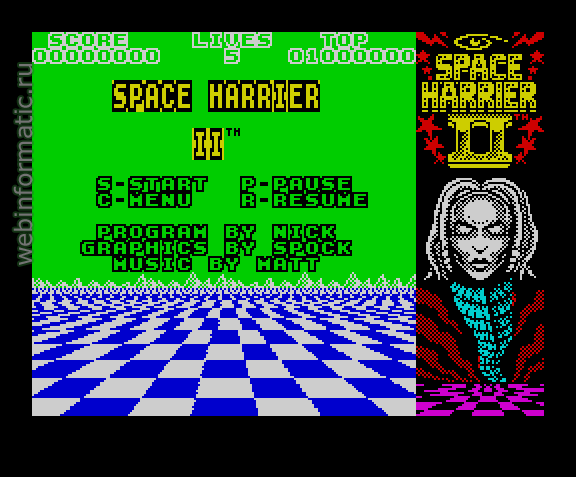 Space Harrier II | ZX Spectrum | shooter game | Grandslam Entertainments Ltd, 1990 play online ������ ������